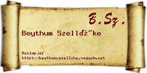Beythum Szellőke névjegykártya